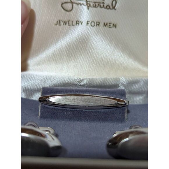 Imperial Vintage Men's Silver Tone Tie Clip & Cuffs Links In Box - Picture 2 of 6